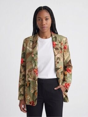 Zara Floral Green Tropical Blazer
